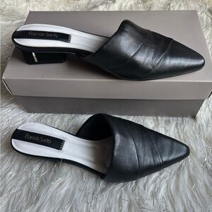 Franco Sarto Black Women's Shoes Leather Almond Toe Mules Size 7.  Used once